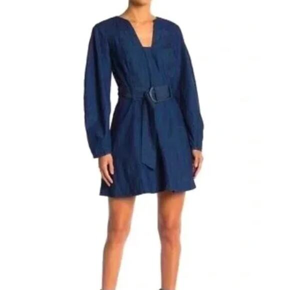 Free People Dark Wash Puff Sleeve A-Line Denim Dress Size XS - Picture 2 of 7